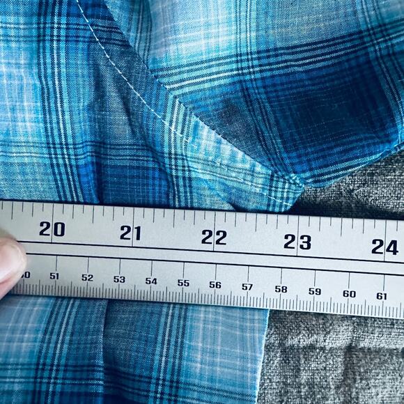 wrangler retro men’s modern fit western shirt blue long sleeve snap cotton large - Picture 8 of 11